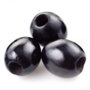 three black olives isolated on white